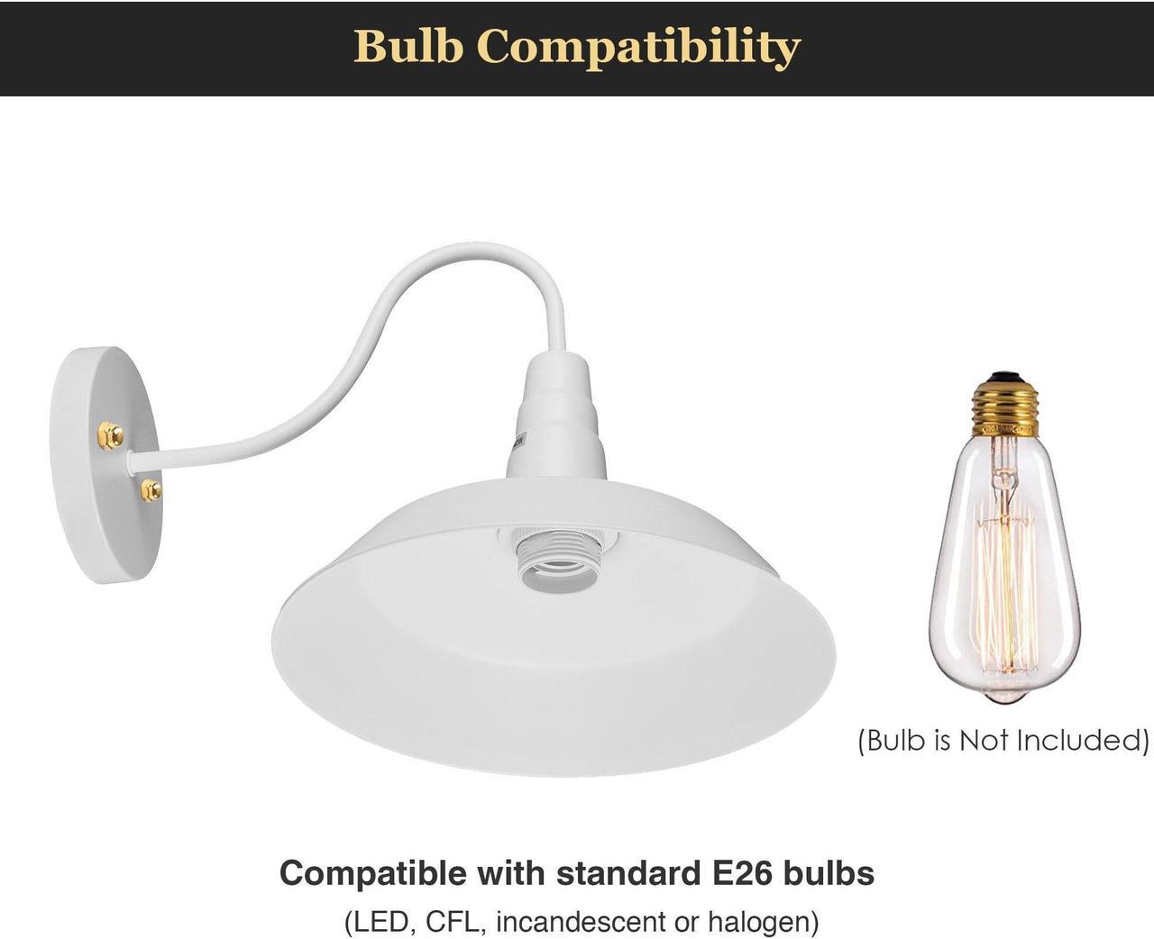 Alt view image 3 of 7 - Yescom Retro Vintage Industrial Wall Sconce Gooseneck Barn Light Metal Shade 2 Pack