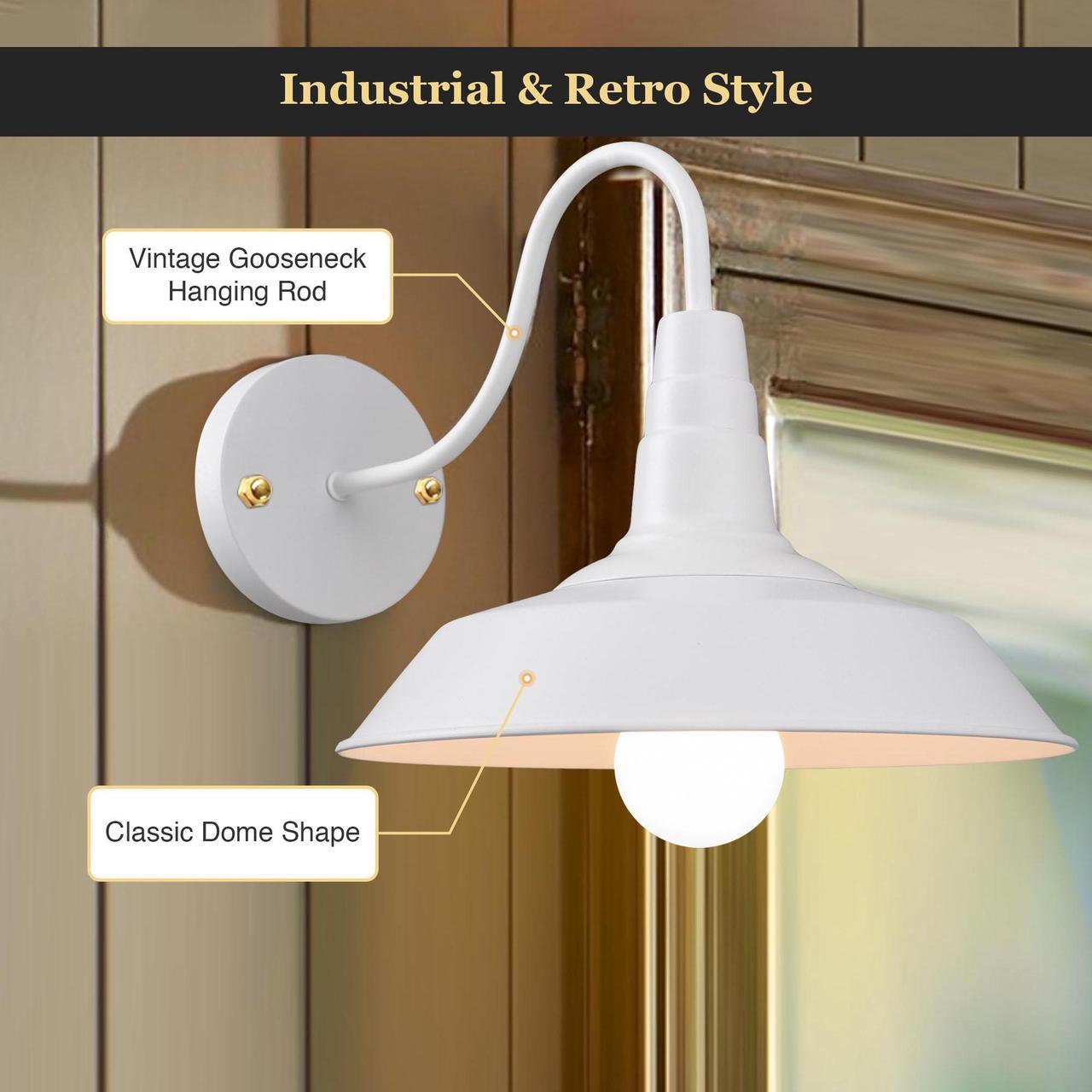 Alt view image 2 of 7 - Yescom Retro Vintage Industrial Wall Sconce Gooseneck Barn Light Metal Shade 2 Pack