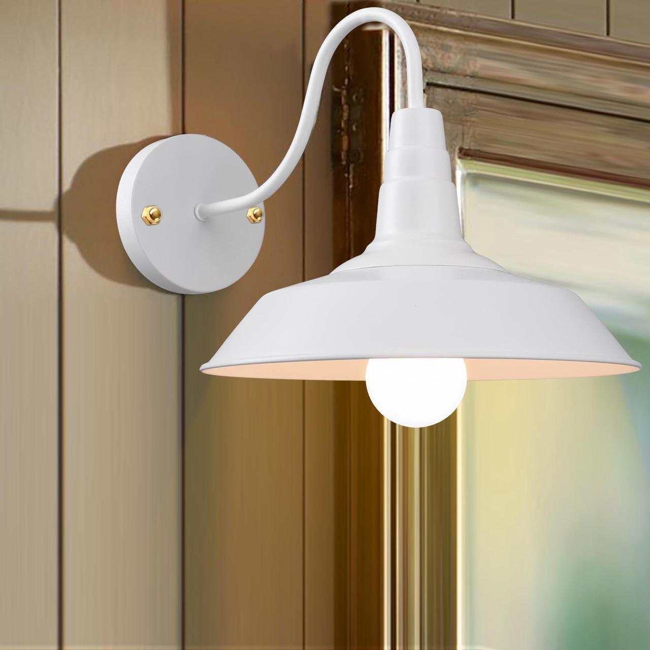 Alt view image 6 of 7 - Yescom Retro Vintage Industrial Wall Sconce Gooseneck Barn Light Metal Shade 2 Pack