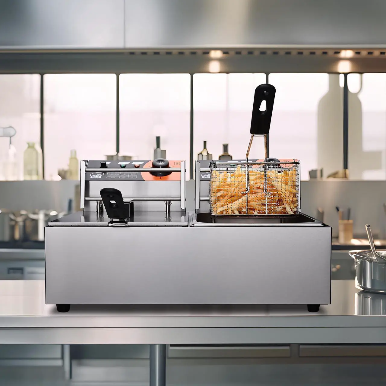 Alt view image 14 of 14 - 5000W 24L Electric Countertop Deep Fryer Dual Tank French Fry Commercial Restaurant