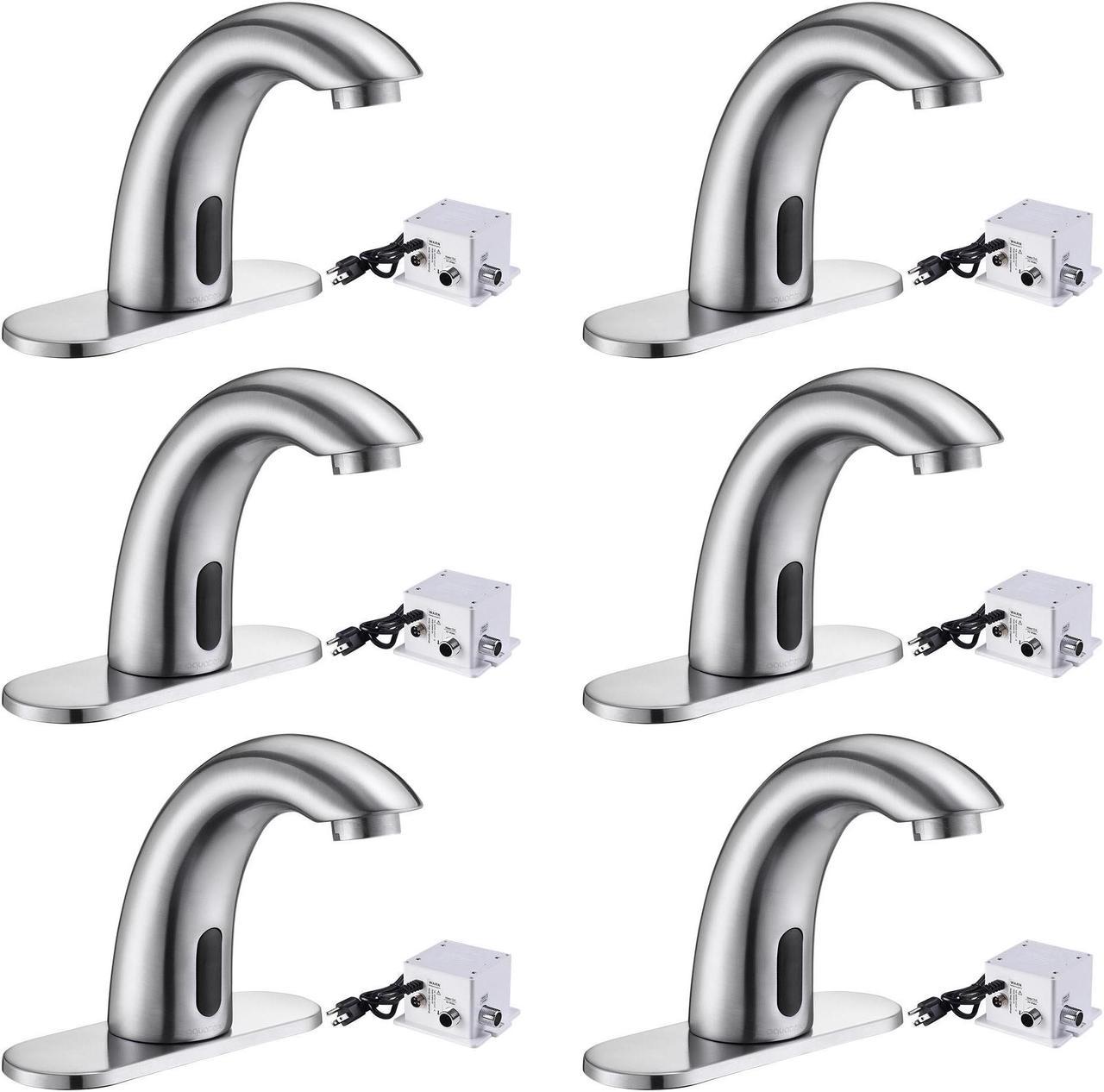 Aquaterior 5" Touchless Bathroom Sink Faucet with Cover Plate Control Box 6 Pack