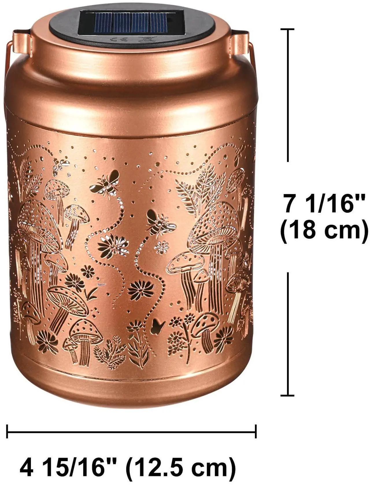 Alt view image 4 of 7 - LAGarden Mushroom Solar Lantern Outdoor Hanging Waterproof Metal Decor Light Christmas Gifts Yard Patio Porch 2Pack