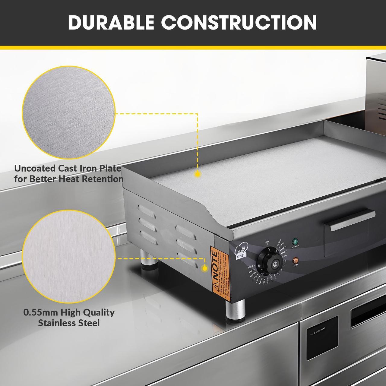 Alt view image 11 of 14 - 3500W 24" Electric Countertop Griddle Flat Top Commercial Restaurant BBQ Grill