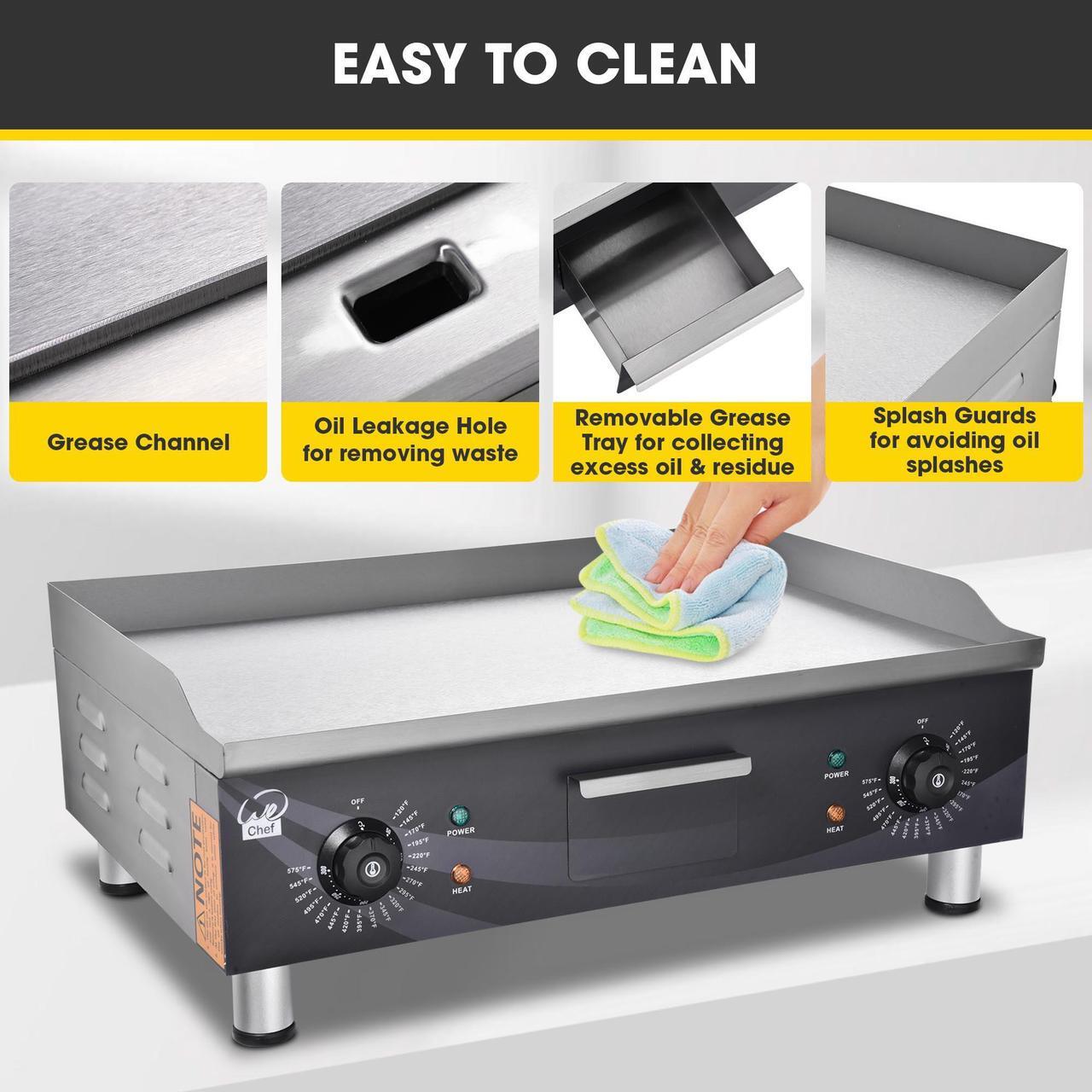 Alt view image 13 of 14 - 3500W 24" Electric Countertop Griddle Flat Top Commercial Restaurant BBQ Grill