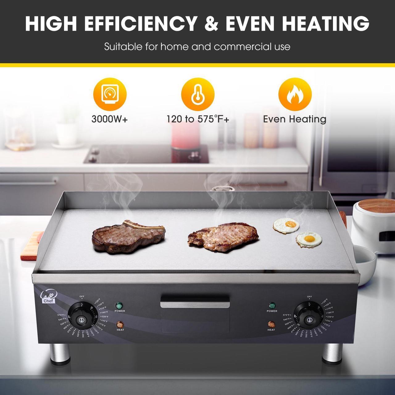 Alt view image 9 of 14 - 3500W 24" Electric Countertop Griddle Flat Top Commercial Restaurant BBQ Grill