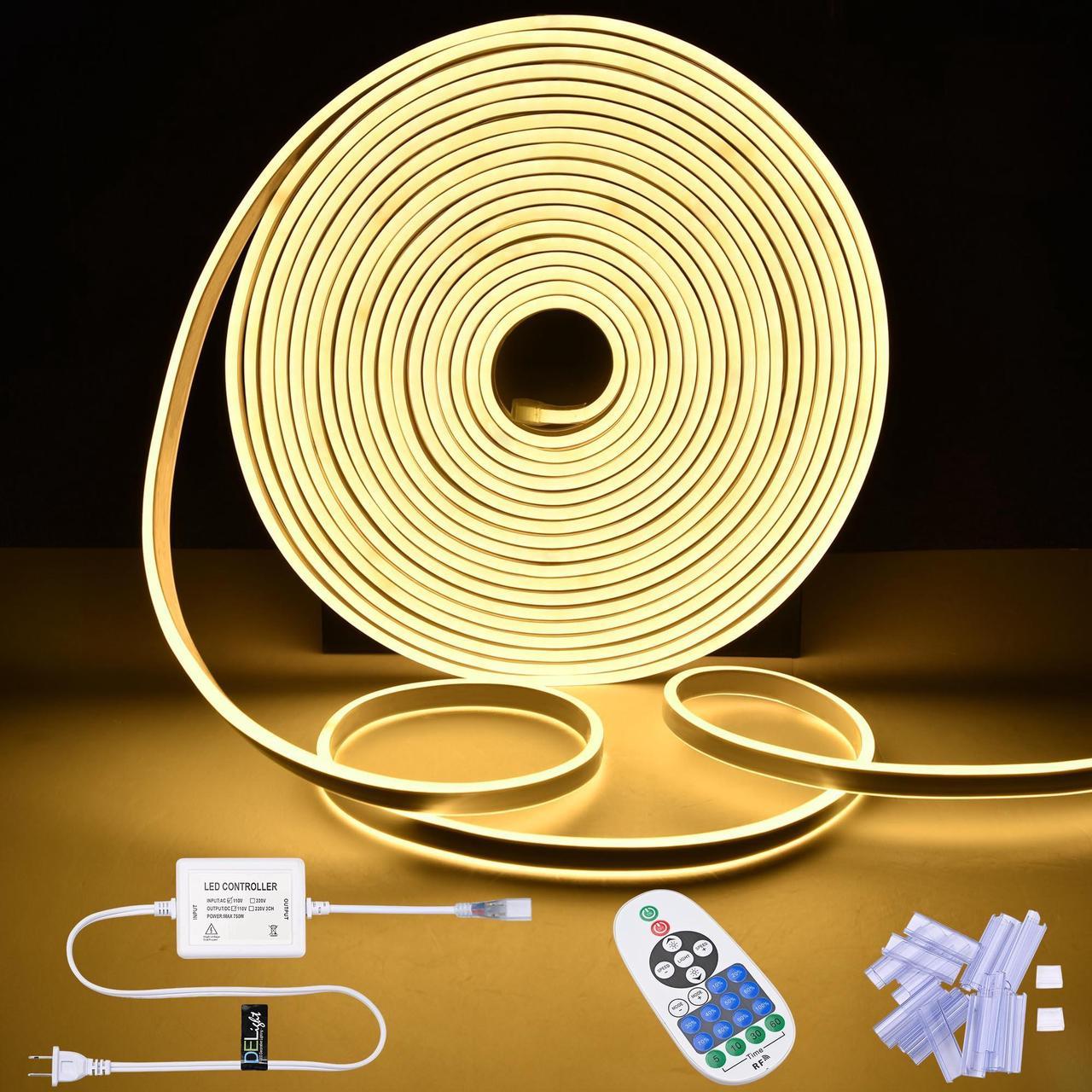 50ft LED Flexible Neon Stripe Light Warm White Decor Lighting Double Sided SMD2835