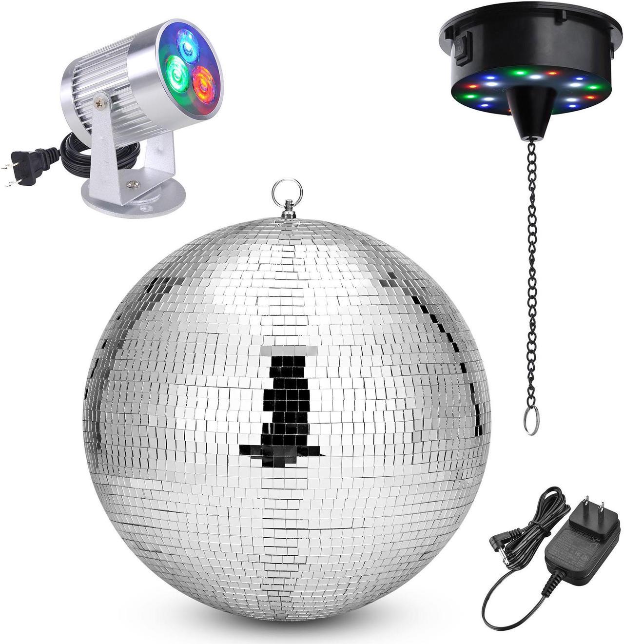 Yescom 16" Mirror Disco Ball w/ 6RPM Rotating Motor & 3W RGB Aluminum LED Pinspot Stage Light Kit Home Party Club