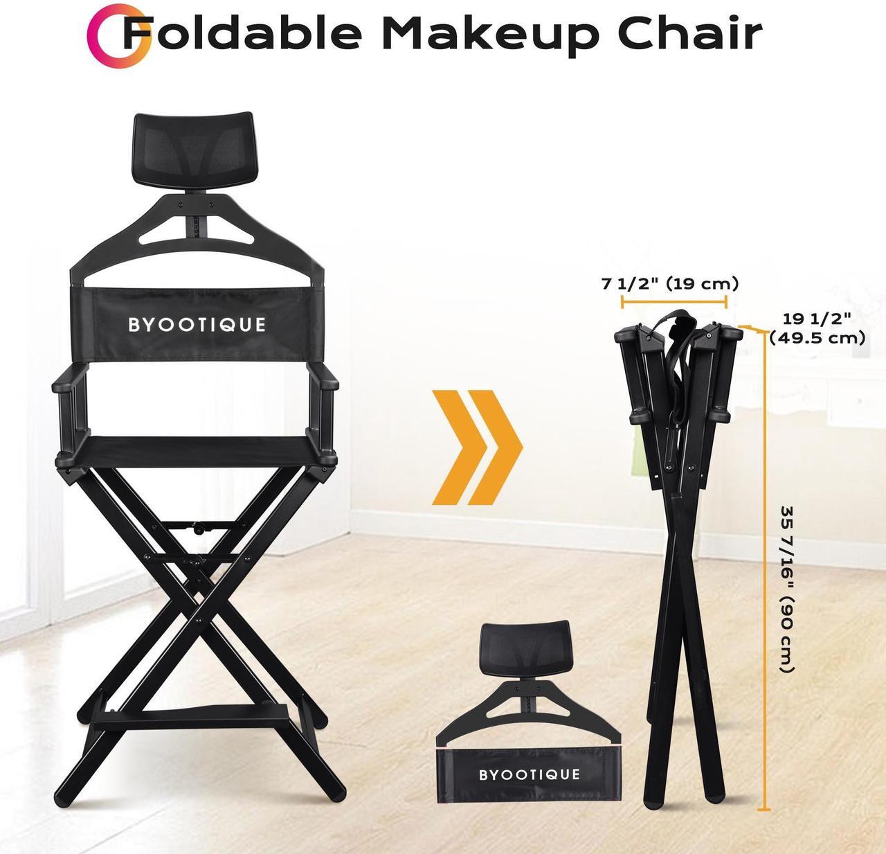 Alt view image 2 of 7 - Byootique 28" Height Tall Director Chair Folding Artist Makeup Head Rest Salon