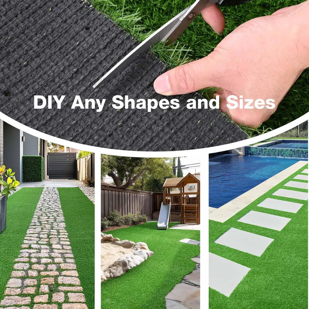 Alt view image 7 of 7 - Yescom Artificial Grass Turf Synthetic Lawn for Backyard Garden Outdoor Decor 33'x3'x2PCS (198 Sq.Ft) 1.38" Pile