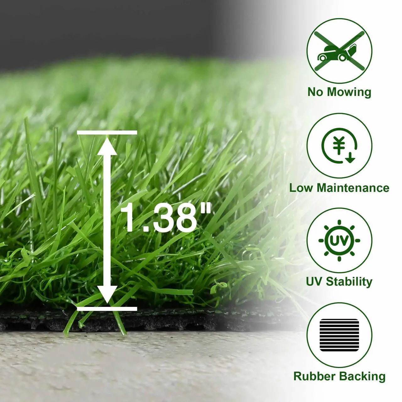 Alt view image 4 of 7 - Yescom Artificial Grass Turf Synthetic Lawn for Backyard Garden Outdoor Decor 33'x3'x2PCS (198 Sq.Ft) 1.38" Pile