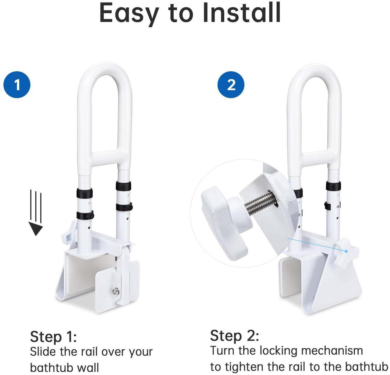 Alt view image 4 of 7 - Yescom Bathtub Grab Bar Safety Rail Adjustable Shower Handle Locking Clamp 440Lbs