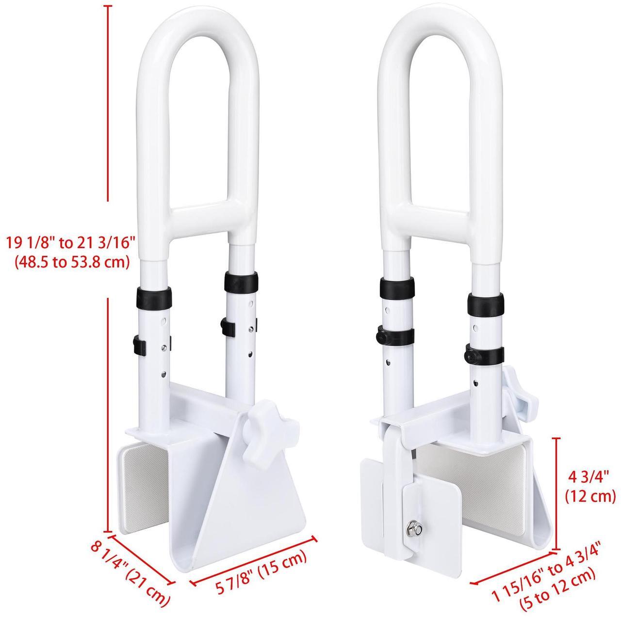 Alt view image 6 of 7 - Yescom Bathtub Grab Bar Safety Rail Adjustable Shower Handle Locking Clamp 440Lbs
