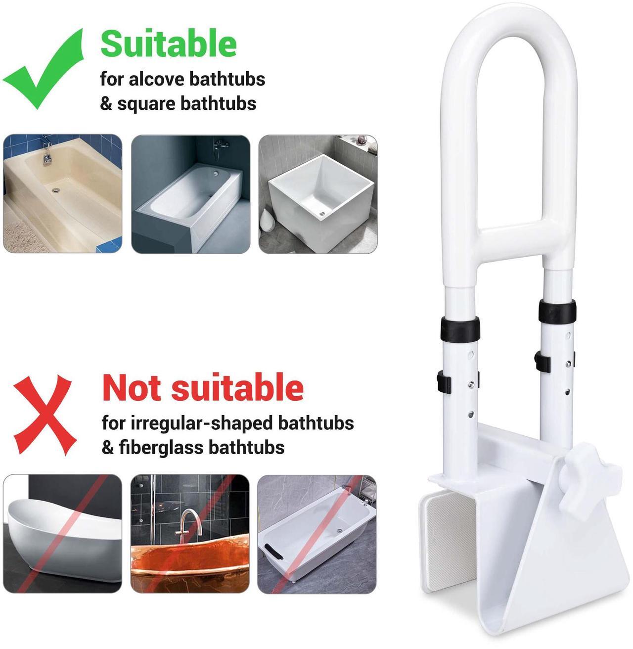 Alt view image 5 of 7 - Yescom Bathtub Grab Bar Safety Rail Adjustable Shower Handle Locking Clamp 440Lbs