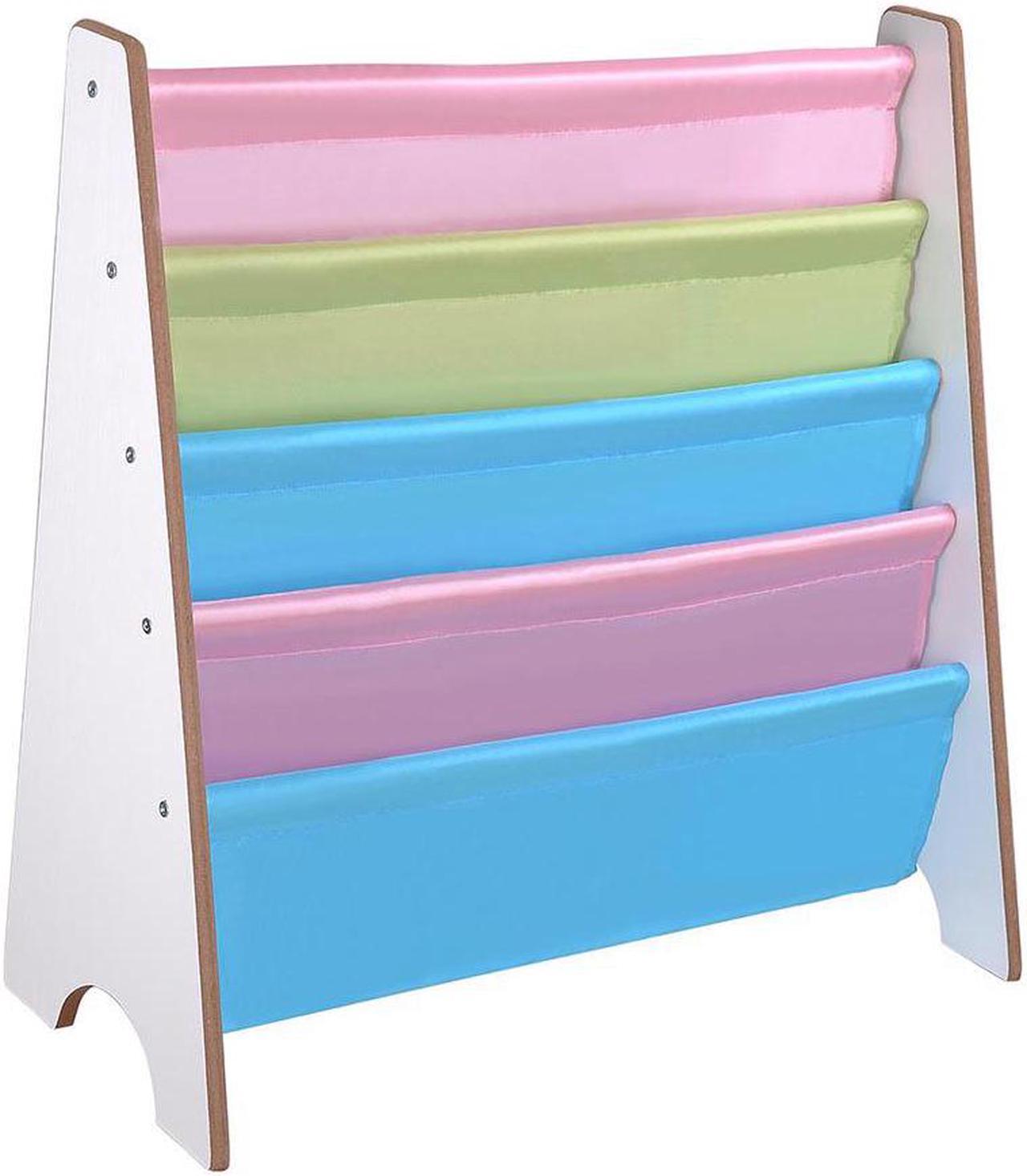 Wood Kids Book Shelf Sling Storage Rack Organizer Bookcase Display Holder White