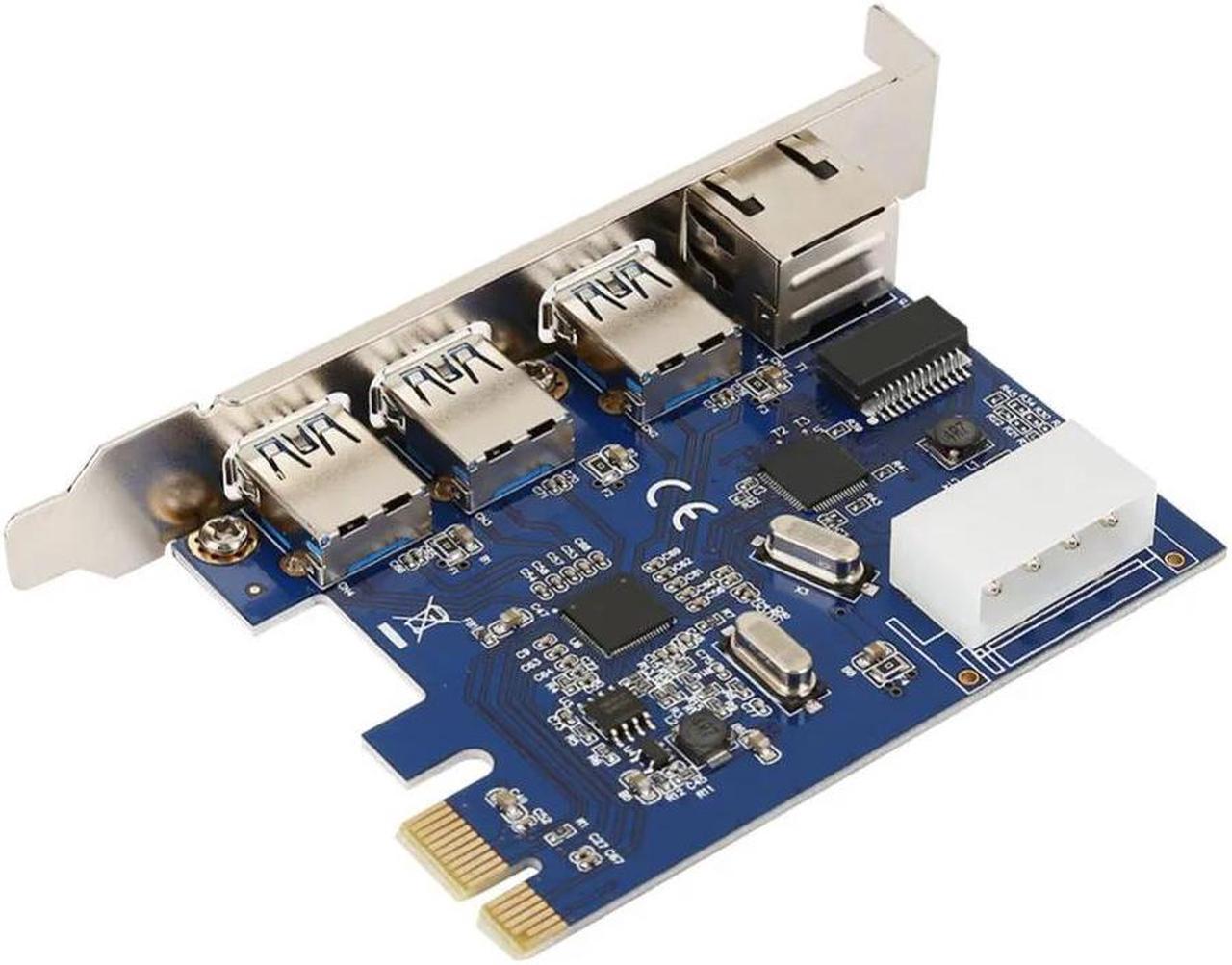 add on card High Speed PCI-E PCI Express to 3 Port USB 3.0 RJ45 1Gbps Network Card VIA Expansion Board Card Adapter for Computer