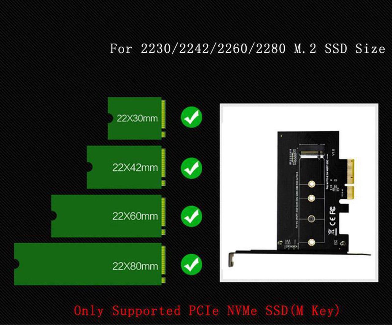 Alt view image 6 of 6 - NGFF M.2 to PCI-E 3.0 X4 Converter Card M2 PCIe NVMe SSD M Key Slot PCI-E M2 NVMe SSD Adapter Riser Card for 2230 2242 2260 2280