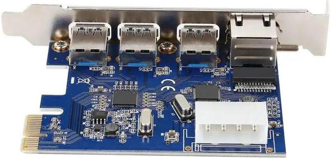 High Speed PCI-E to 3 Port USB 3.0 RJ45 1Gbps VIA Expansion Board Card Adapter