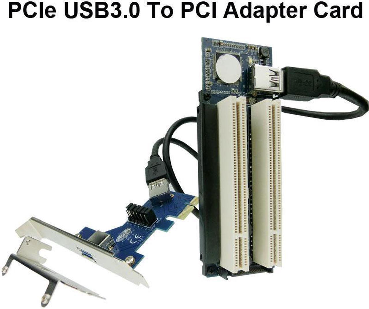 IT-GO PCI-E PCI Express X1 to Dual PCI Riser x16 Extend Adapter Card Add On Cards with 60CM USB 3.0 Cable For PCI Card