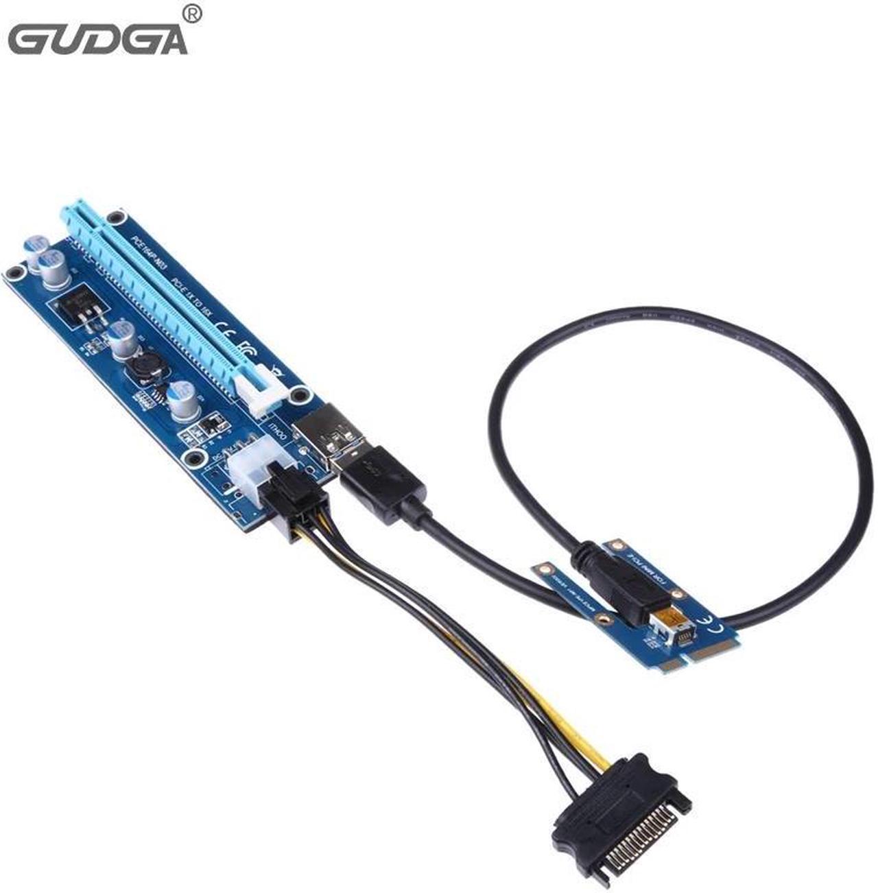 1pcs mini pci express pci-e Riser pcie 1x to 16x Riser card with SATA 6pin cable usb Riser For bitcoin miner BTC machine