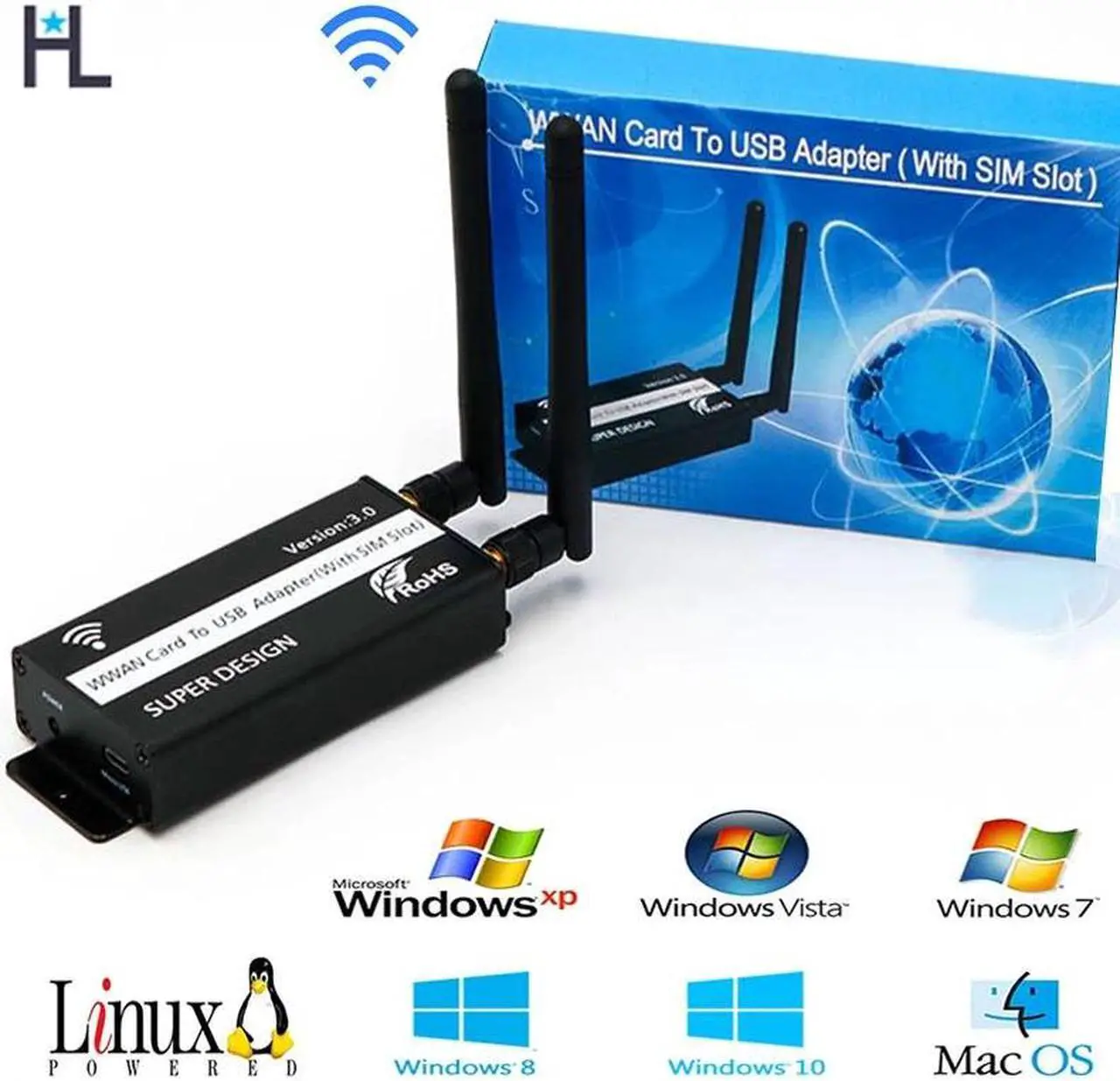 Main image of Mini PCI E to USB Adapter With SIM card Slot for WWAN/LTE/GSM/HSP(3.5G)/GPS Module 3G/4G wireless Mini PCI-E Card to USB port
