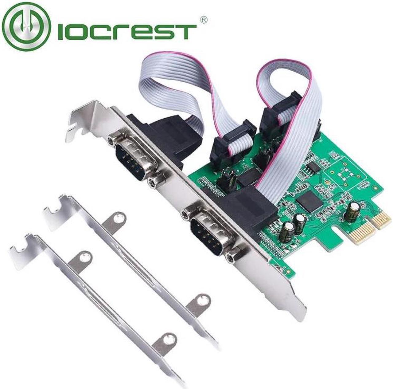 IOCREST PCI Express 2 Ports Serial rs232 com db9 controller card PCI-e 1.0 x 1 dual port I/O adapter converter Asix 99100 chip