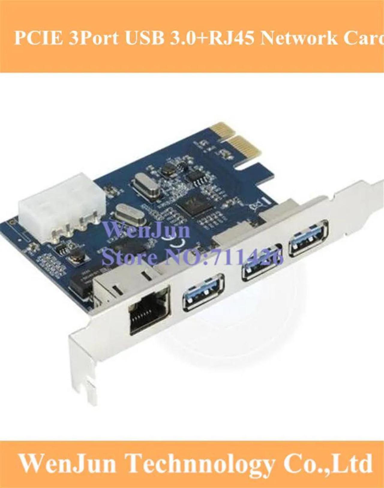 PCI-e to External 3 ports USB 3.0+ RJ45 Gigabit Ethernet Network card USB3.0 + 1000M LAN Combo PCI express card