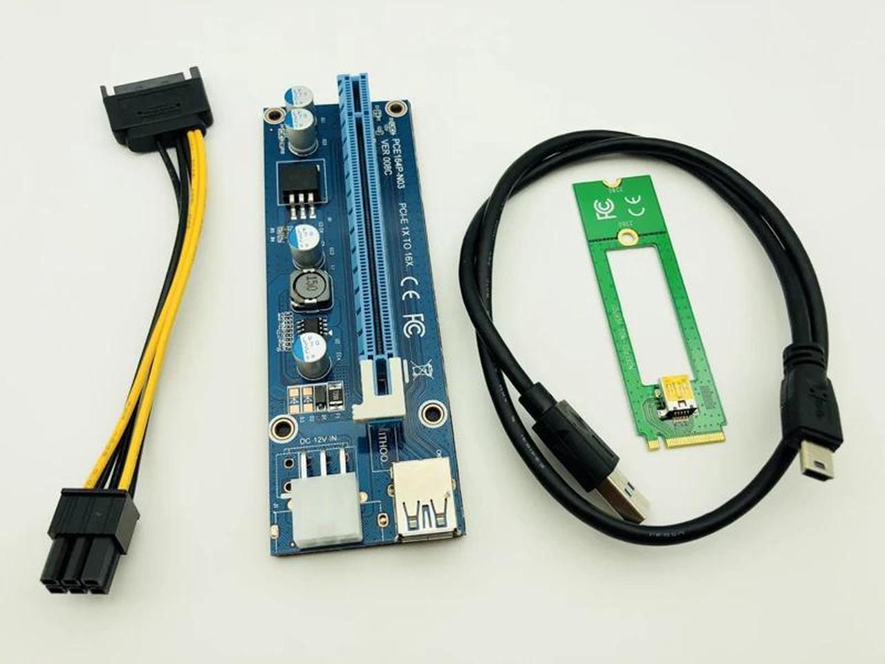 USB 3.0 Rise Mini PCI-E to PCIe PCI-E PCI Express 1x to 16x Riser Card Raiser SATA 6Pin Power for BTC Antminer Miner Mining