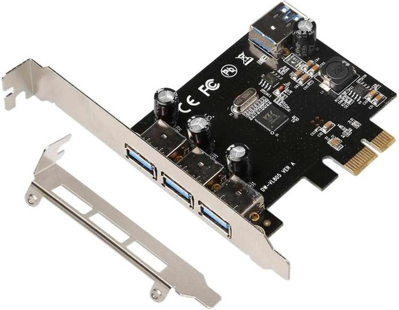 4 Port USB 3.0 Super-Speed PCI-E PCIe PCI Express Expansion Card For Desktop