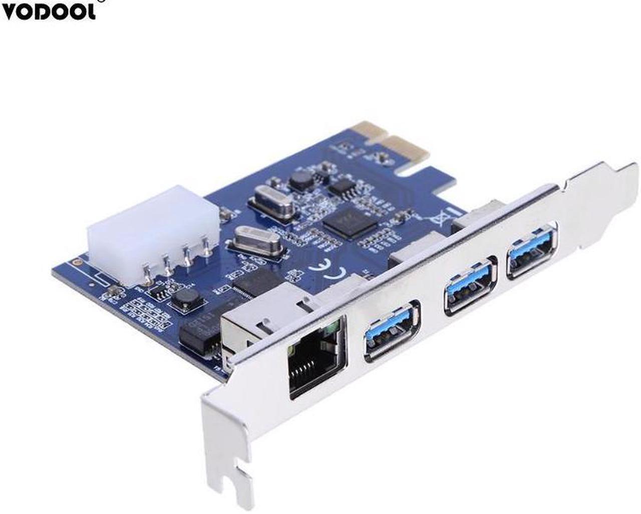 PCI-E To External 3-Port USB 3.0 Gigabit Ethernet Card Adapter For PC Desktop Computer Components Expansion Riser Card