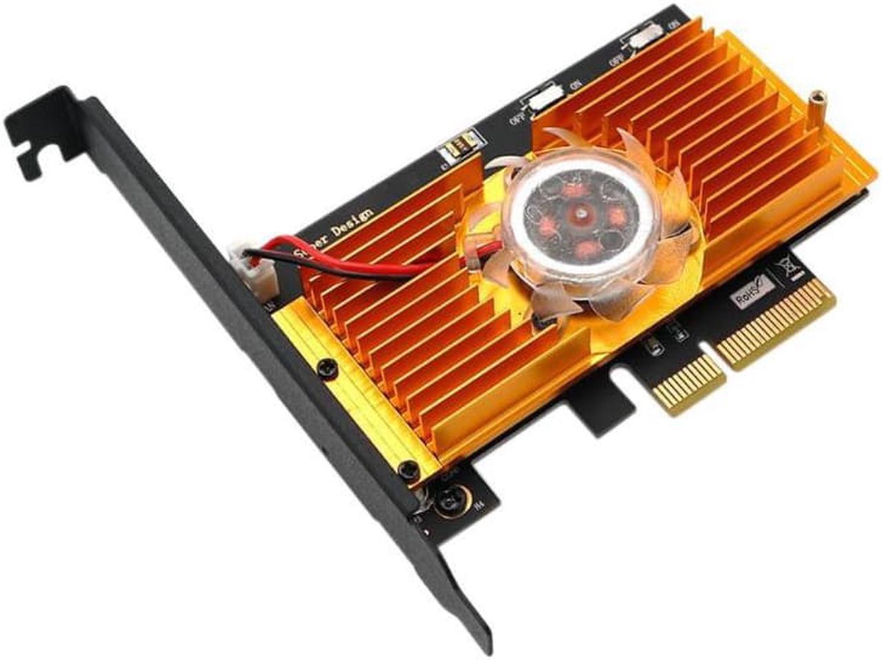 NGFF M.2 NVME PCI-E SSD to PCI Express 3.0x 4X Adapter Card with Cooling Fan Bracket Support 2242 2260 2280