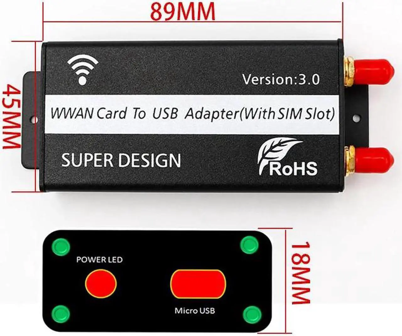 Alt view image 2 of 6 - Mini PCI E to USB Adapter With SIM card Slot for WWAN/LTE/GSM/HSP(3.5G)/GPS Module 3G/4G wireless Mini PCI-E Card to USB port