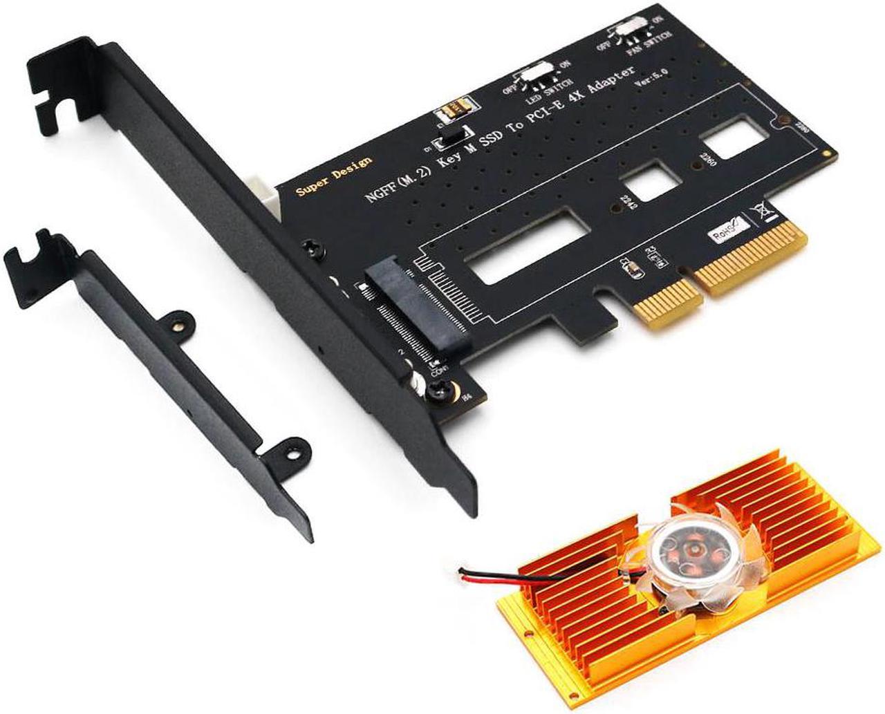 NGFF M.2 NVME PCIE PCI-E SSD To PCI Express 3.0x 4X Adapter Card With Cooling Fan Bracket Support M.2 form 2242 2260 2280 M2 SSD