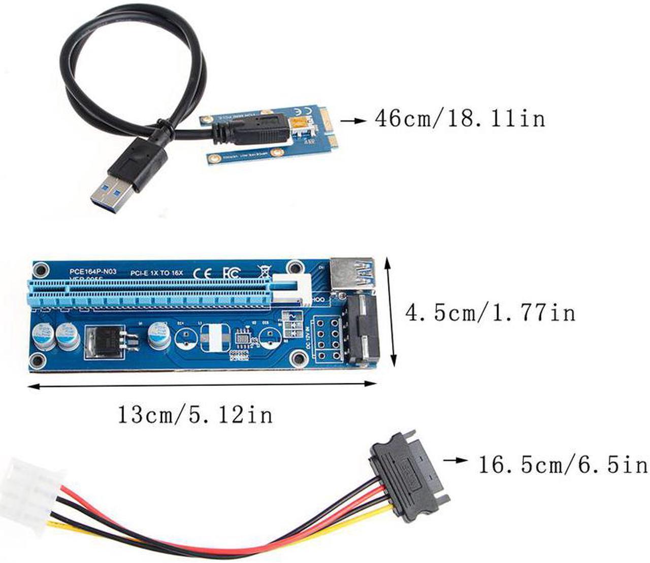 1 Set Mini PCI-E Express 1x To16x USB 3.0 Extender Riser Card Adapter SATA Power Cable High Speed