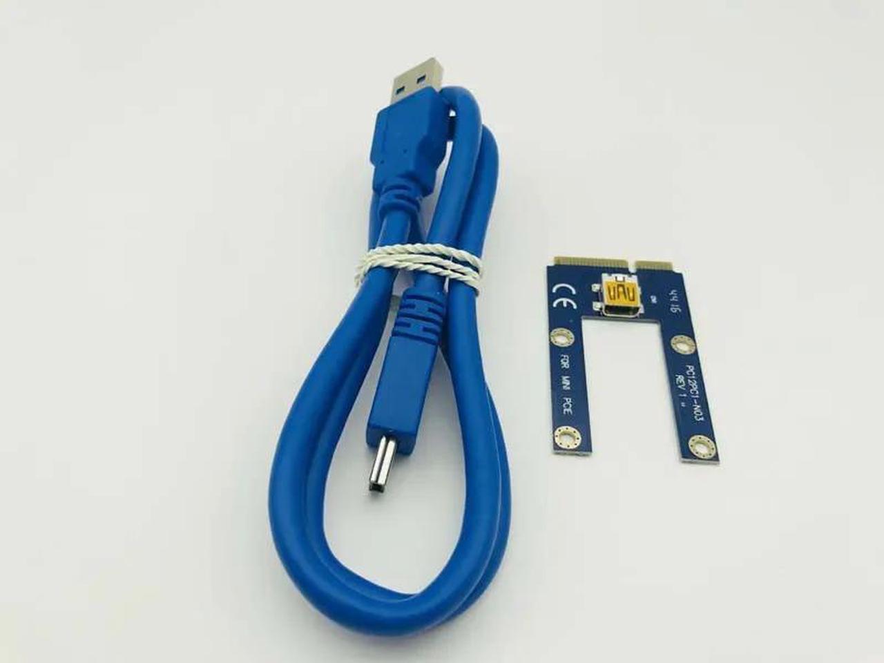 add on card Mini PCI-E to PCIe 60cm USB 3.0 PCI Express 1x to 16x Extender Riser Card Adapter Extension Cable for Bitcoin BTC Miner Mining