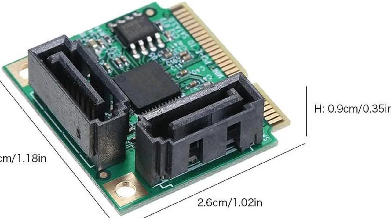 Alt view image 5 of 6 - Mini PCI-E to SATA3 Expansion Card 2 Ports SATA III Express Controller Card