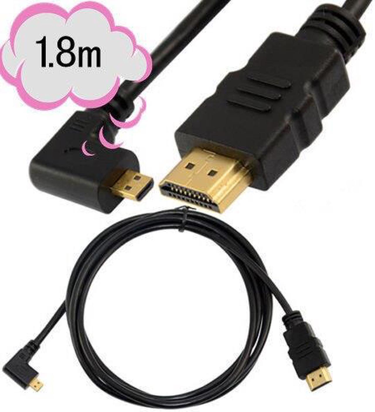 1.8m 6Ft HDMI 1.4 Male to Micro HDMI Male Left Angled Cable Cord Adapter