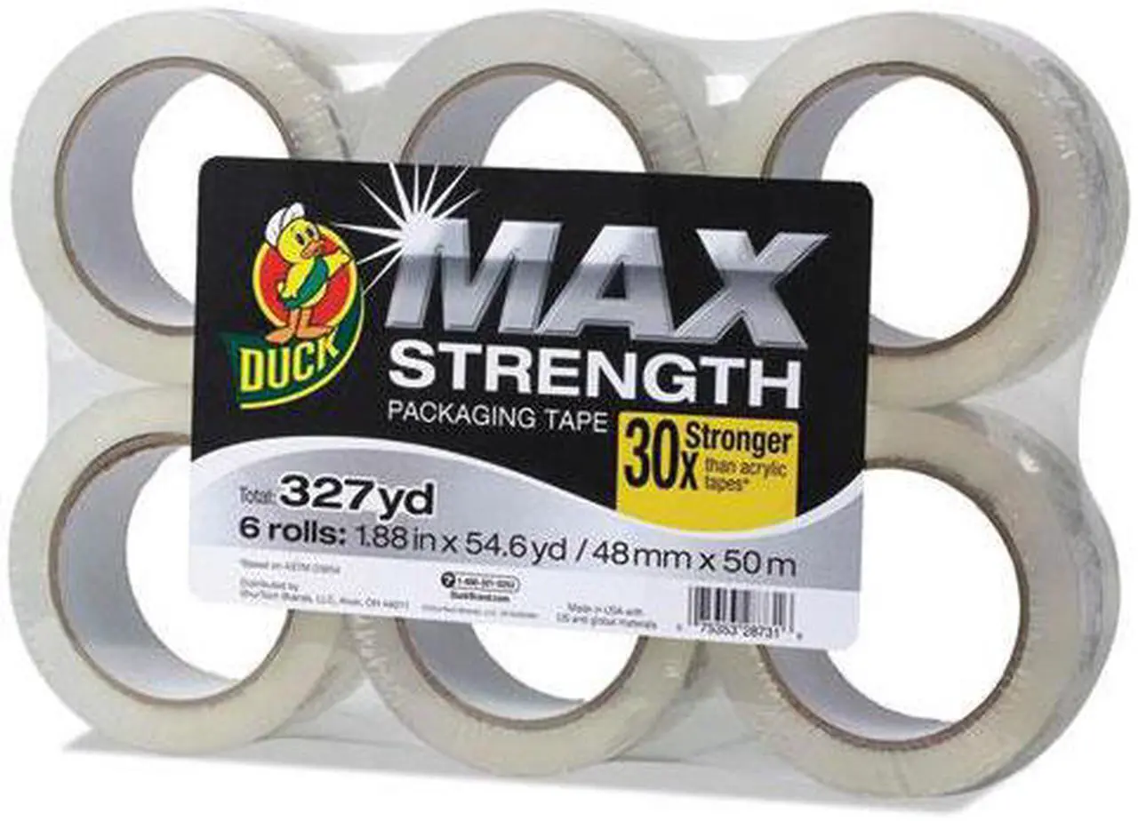 Main image of Duck 241513 Max Packaging Tape, 1.88 Inch X 54.6 Yds, 3 Inch Core, Crystal Clear, 6/Pack