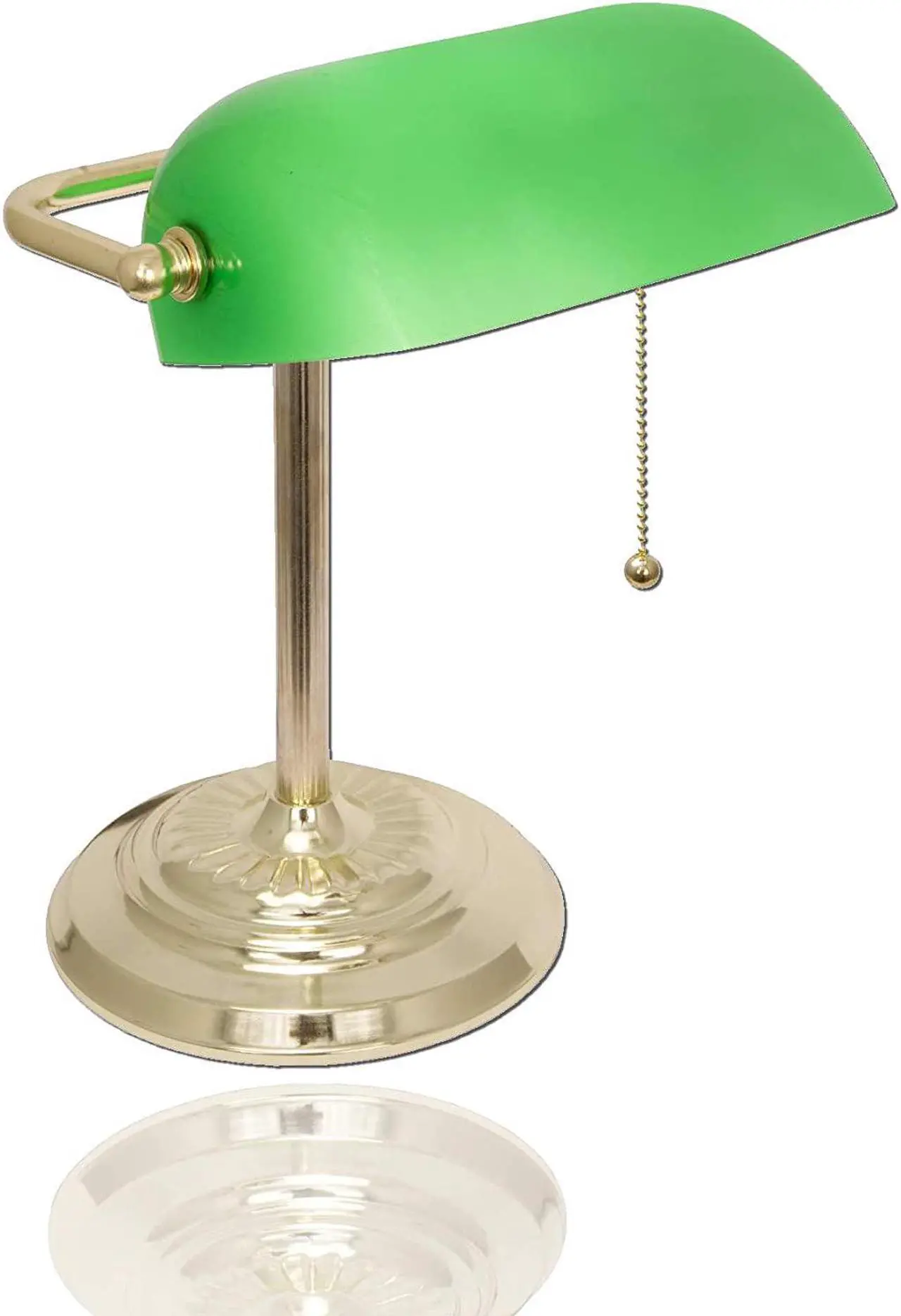 Main image of LIGHTACCENTS Traditional Bankers Desk Lamp with Green Glass Shade and Nickel Finish - Classic Study Light Perfect for Office and Home Workspace - Elegant Small Banker Lamp for Reading