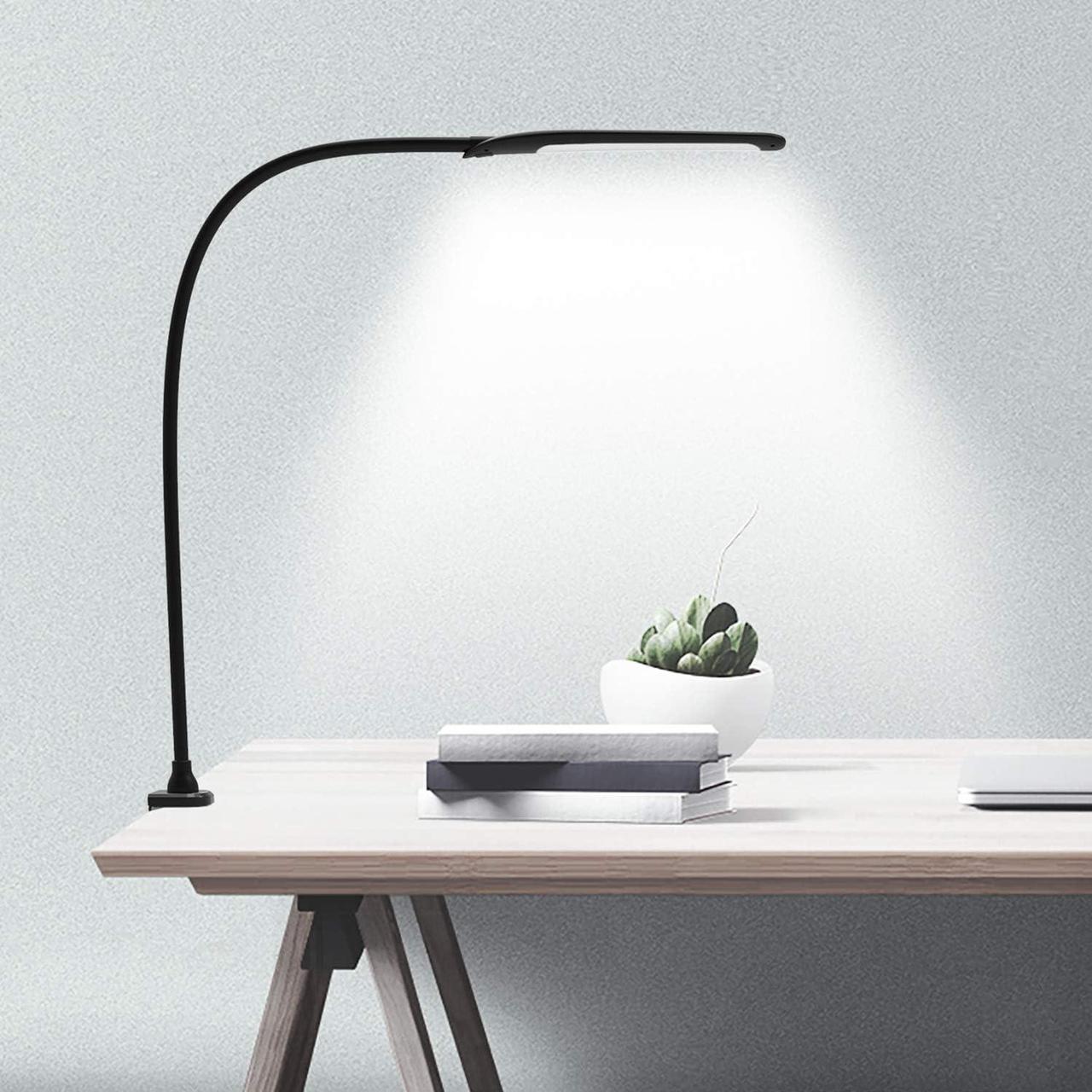 Alt view image 5 of 6 - YOUKOYI Desk Lamp with Clamp, Swing Arm Lamp, Flexible Gooseneck Architect Table Lamp - Stepless Dimming, 3 Color Modes, Touch Control, 9W, 1050LUX Eye-Care for Study/Reading/Office/Work (Black)