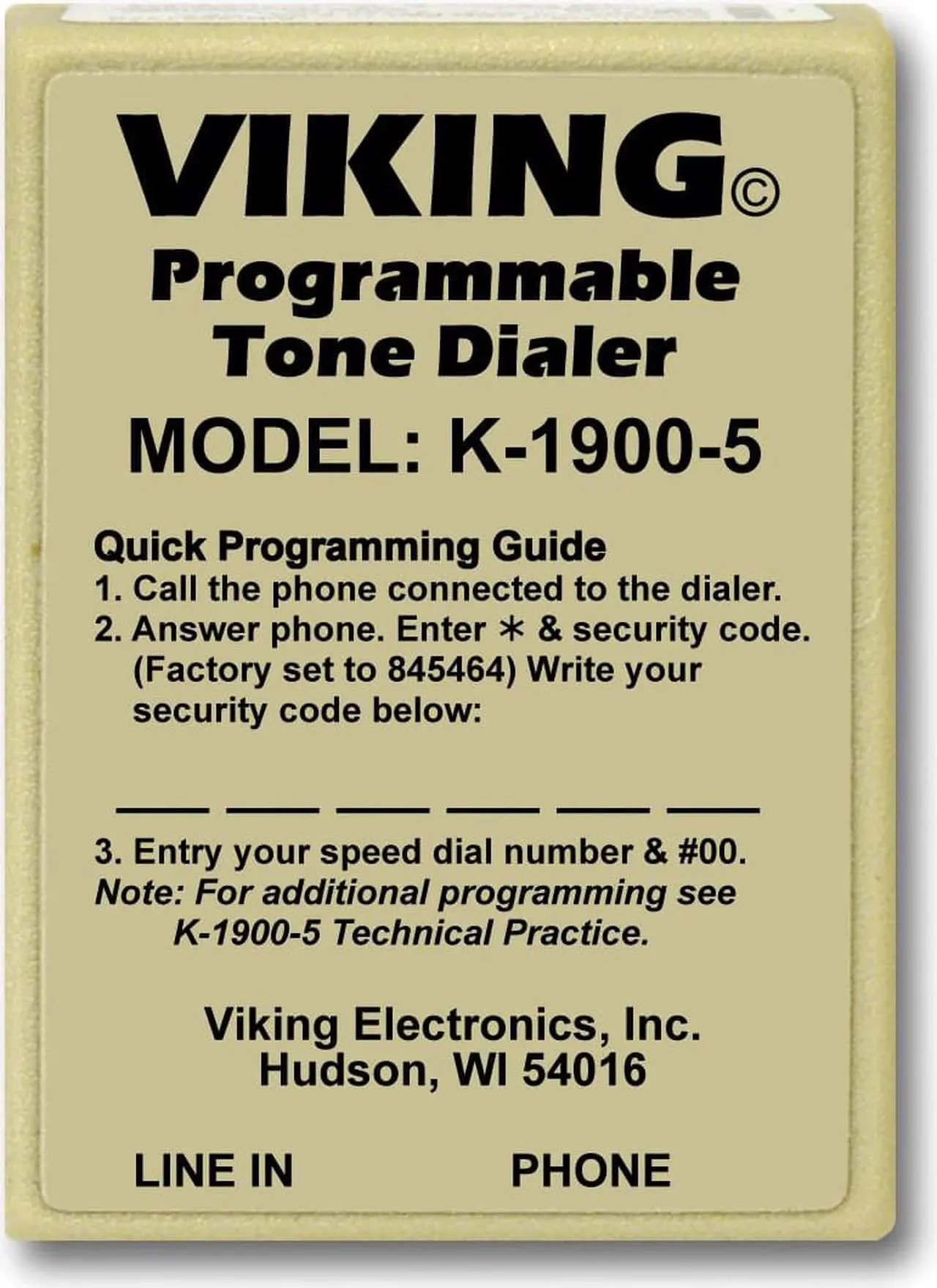 Alt view image 10 of 13 - Viking Electronics - K-1900-5 - Viking Electronics K-1900-5 Touch Tone Dialer - 2.1 Width x 1 Depth x 2.9 Height