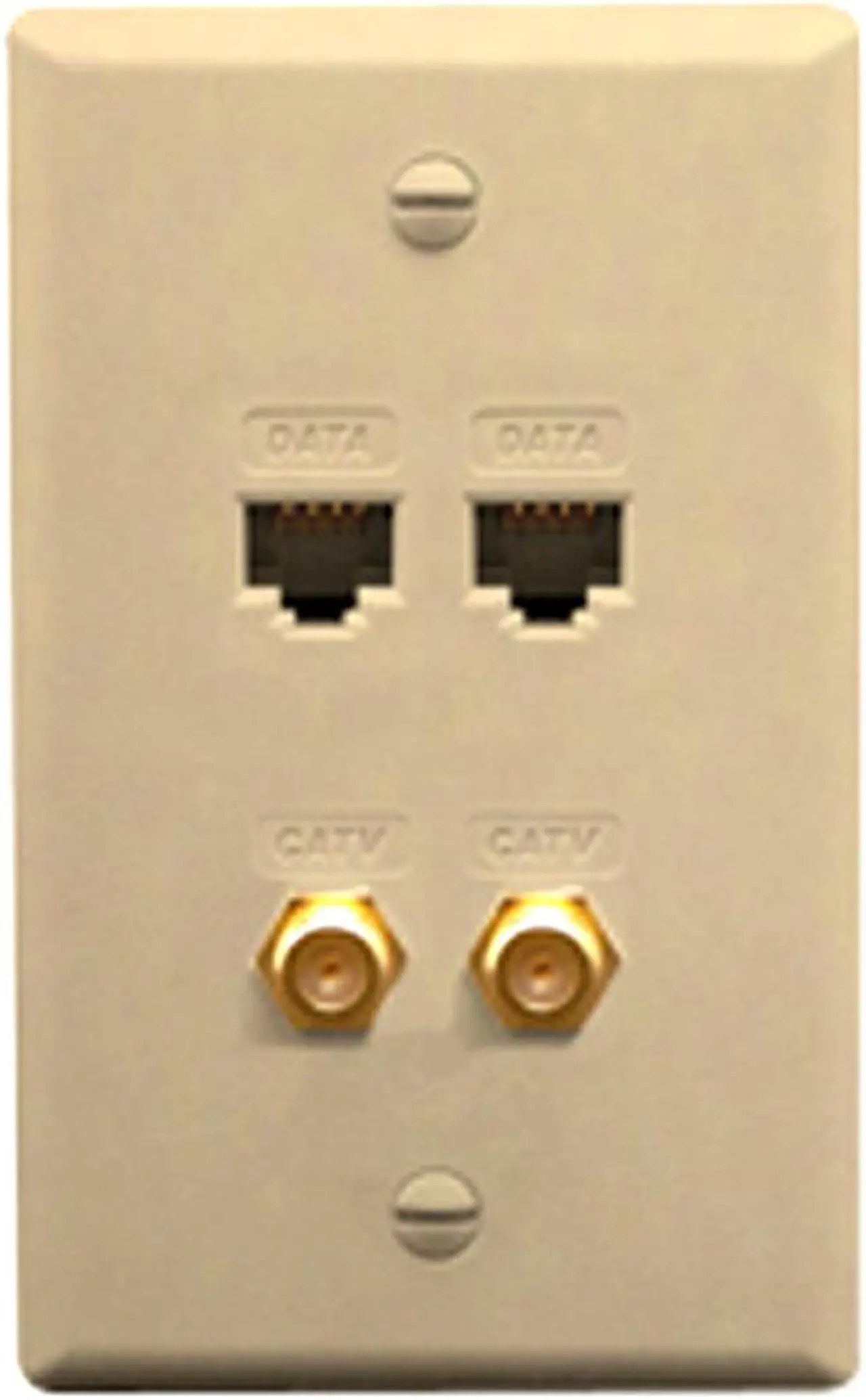 Alt view image 2 of 2 - FACEPLATE IDC 2 DATA and 2 F TYPE IVORY - ICC-ICRDS2F5IV