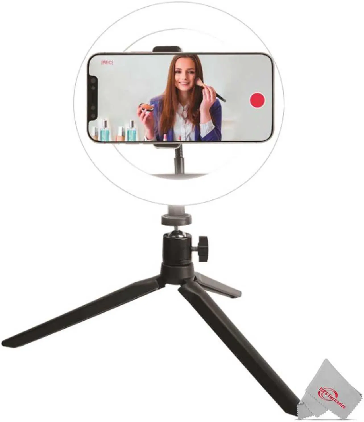 Alt view image 5 of 5 - Vivitar 8" Ring Light W/ Portable Power Bank & Wireless Shutter Release VIVRL8KIT-NOC