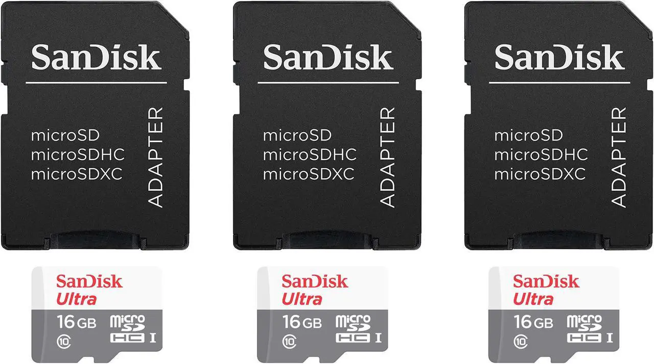 Main image of 3 Packs SanDisk 16GB Ultra UHS-I microSDHC Memory Card with SD Adapter