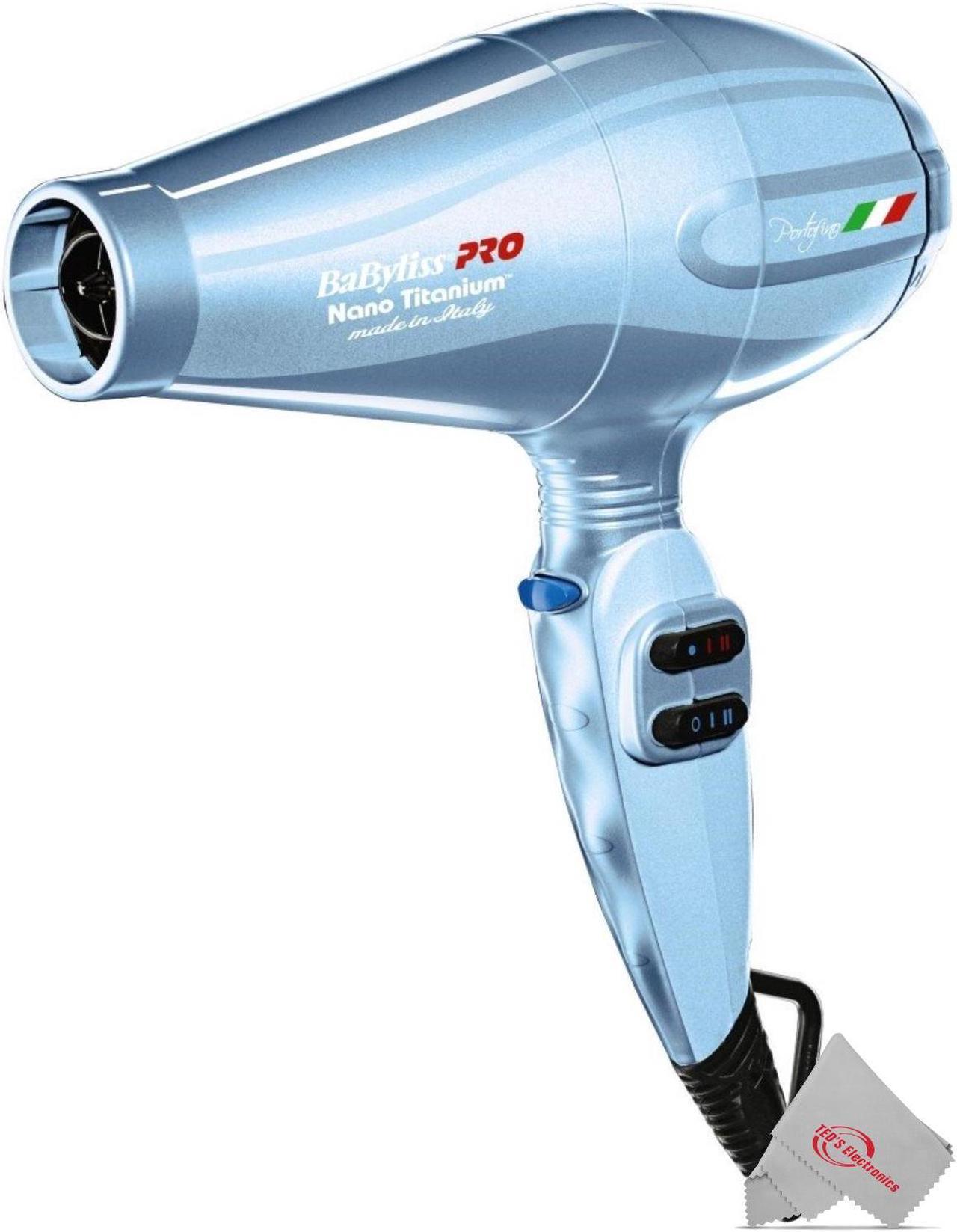 Alt view image 3 of 7 - Babyliss Pro Nano Titanium Portofino 6600 Hair Dryer Blue with Snap-On Diffuser Italian Series Model #BB-BABDF1