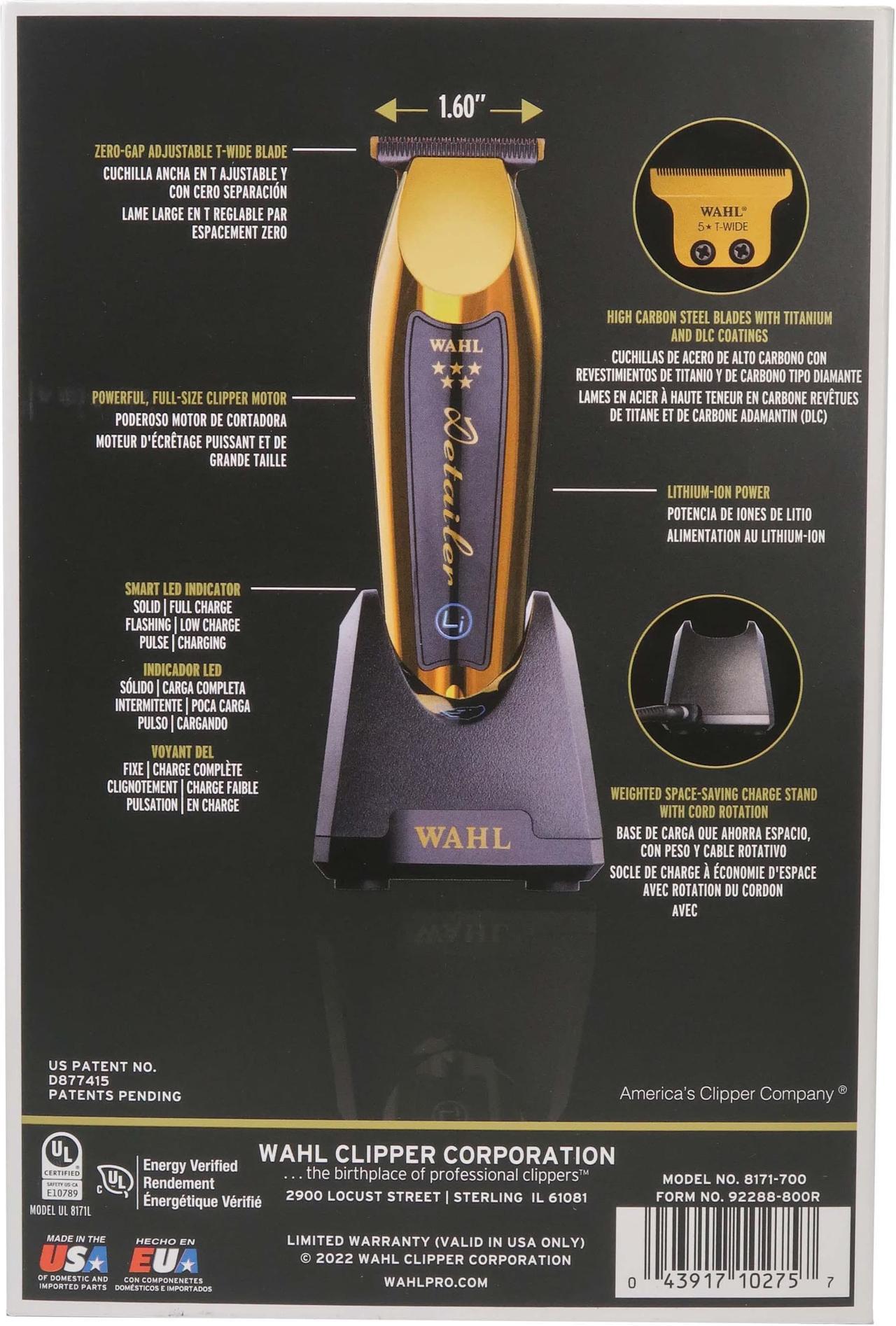 Alt view image 5 of 6 - Wahl 5 Star Gold Detailer Cordless Li Trimmer #8171-700