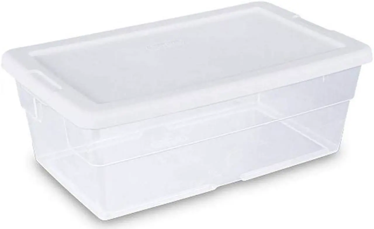 Alt view image 2 of 12 - Sterilite 6 Quart Clear Stacking Closet Storage Tote Container with White Lid