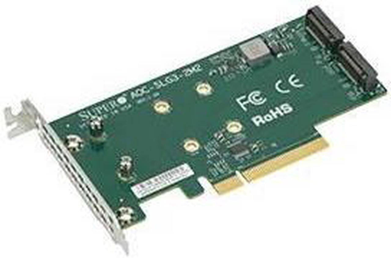 Alt view image 2 of 14 - Supermicro AOC-SLG3-2M2 PCIe Add-On Card for up to two NVMe SSDs - Bulk