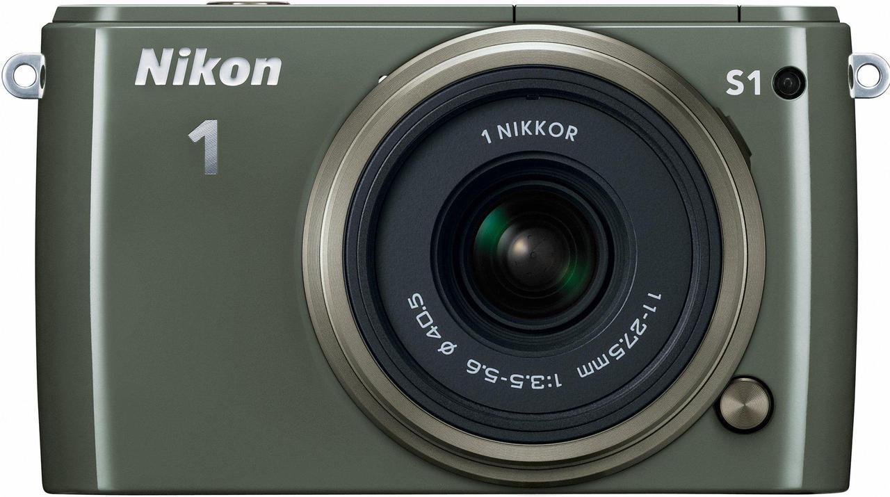 Main image of Nikon 1 S1 10.1 MP HD Digital Camera with 11-27.5mm VR 1 NIKKOR Lens (Khaki)