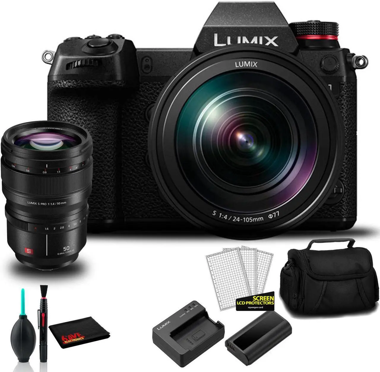 Main image of Panasonic Lumix DC-S1 Full-Frame Mirrorless Digital Camera with 24-105mm Lens-Bundle with Panasonic Lumix S PRO 50mm f/1.4 Lens + MORE