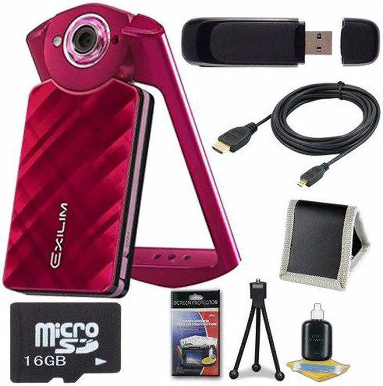 Alt view image 2 of 2 - Casio EX-TR50 Self Portrait/ Selfie Digital Camera (Red) + 16GB microSD Memory Card + Micro HDMI Cable + SDHC Card USB Reader + Memory Card Wallet + Deluxe Starter Kit 6AVE Bundle